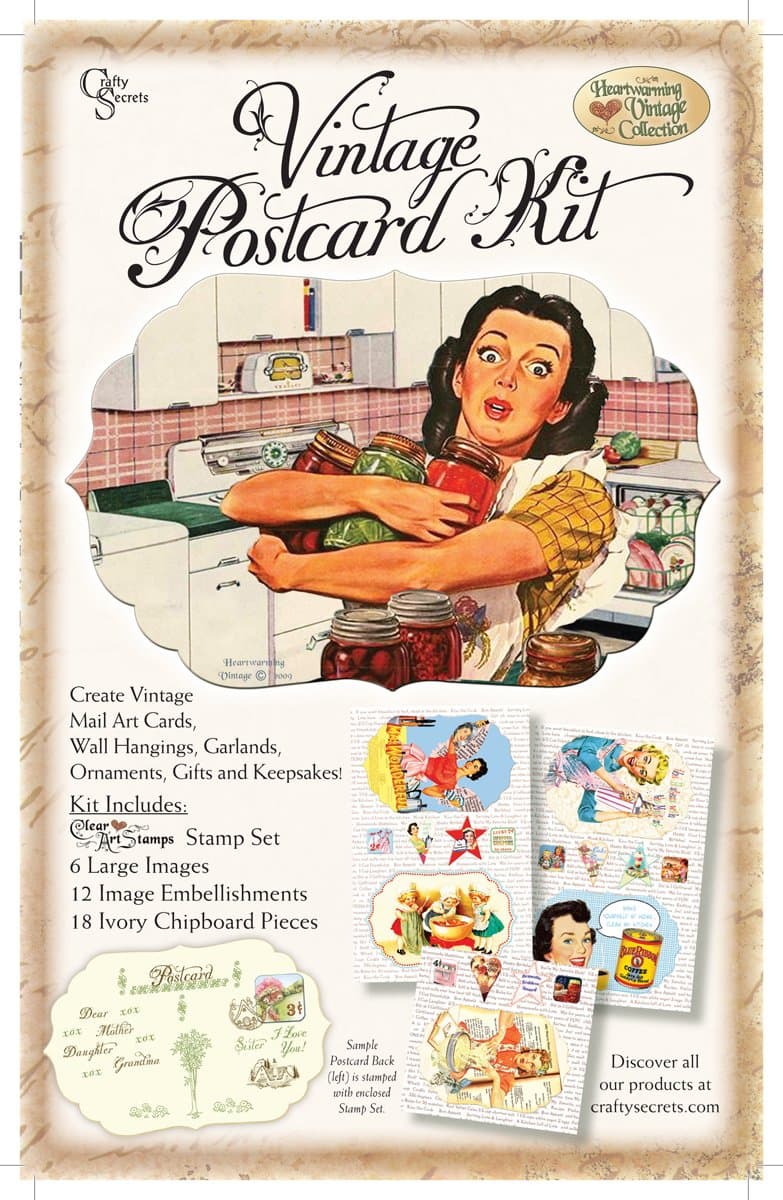 Crafty Secrets Heartwarming Vintage Postcard Kit, Kitchen Mail