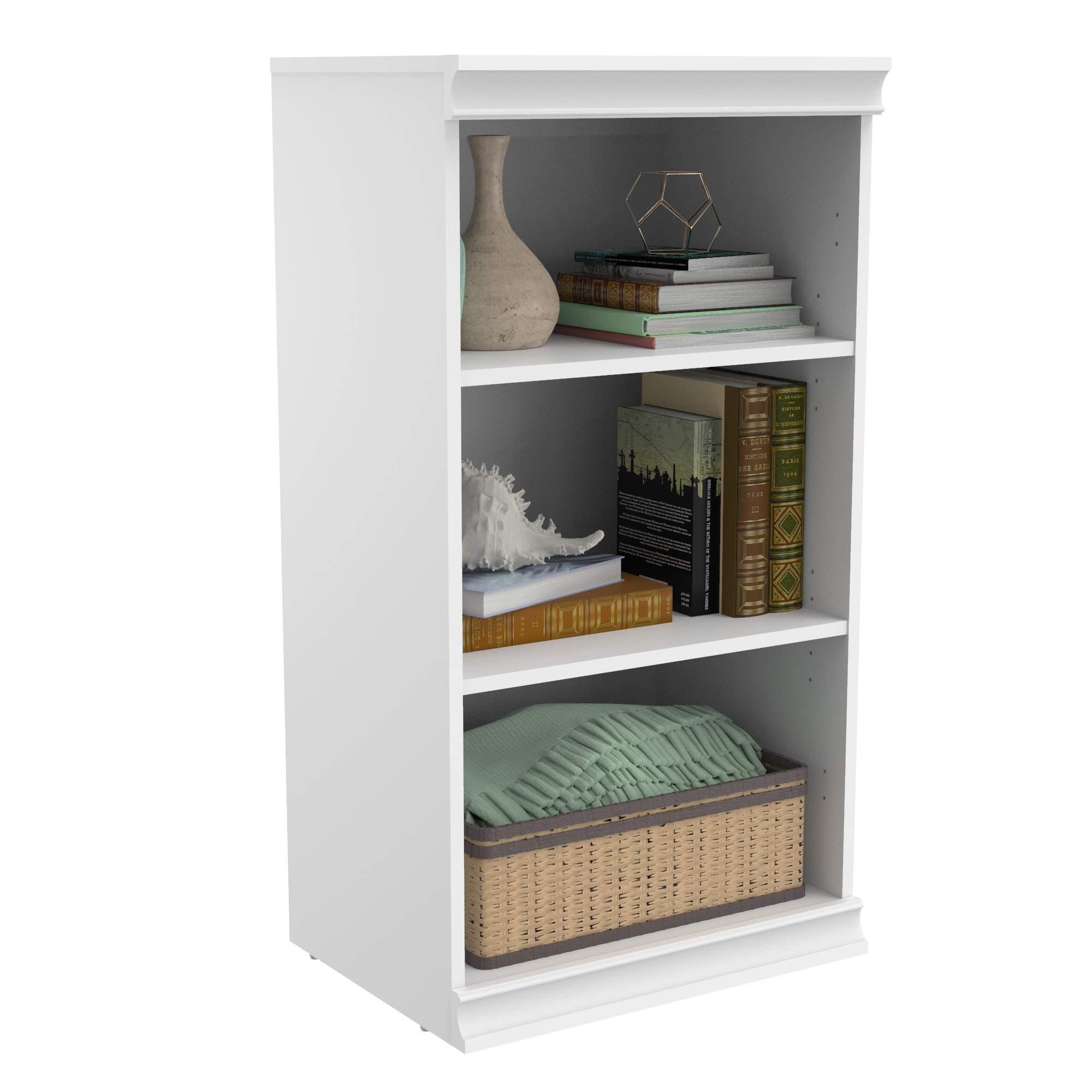 Modular Storage Shelf Unit with 3 Shelves, White