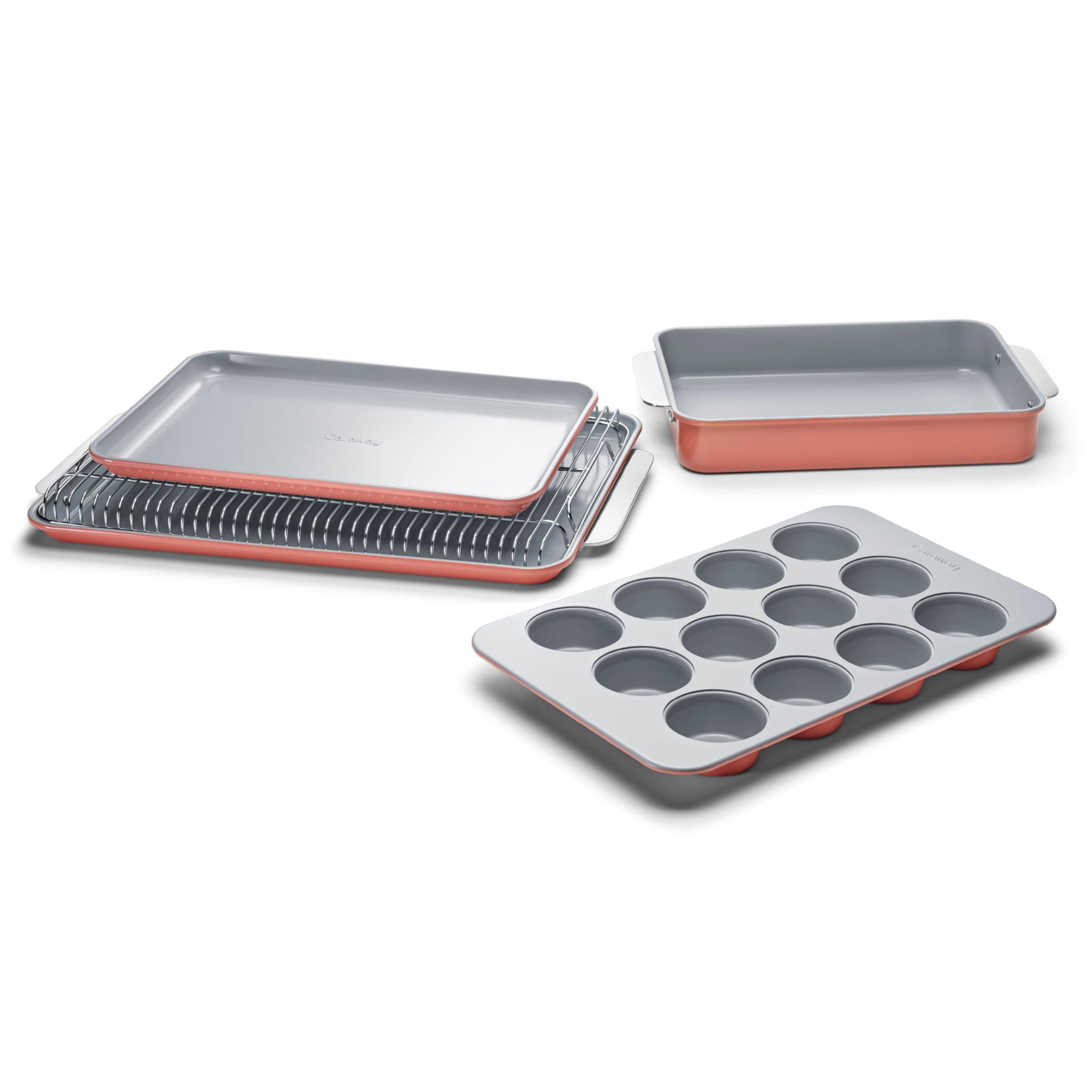 Caraway Nonstick Ceramic Bakeware Set (5 Pieces) - Baking Sheets, Assorted Baking Pans, & Storage - Aluminized Steel Body - Non Toxic, PTFE & PFOA Free - Perracotta