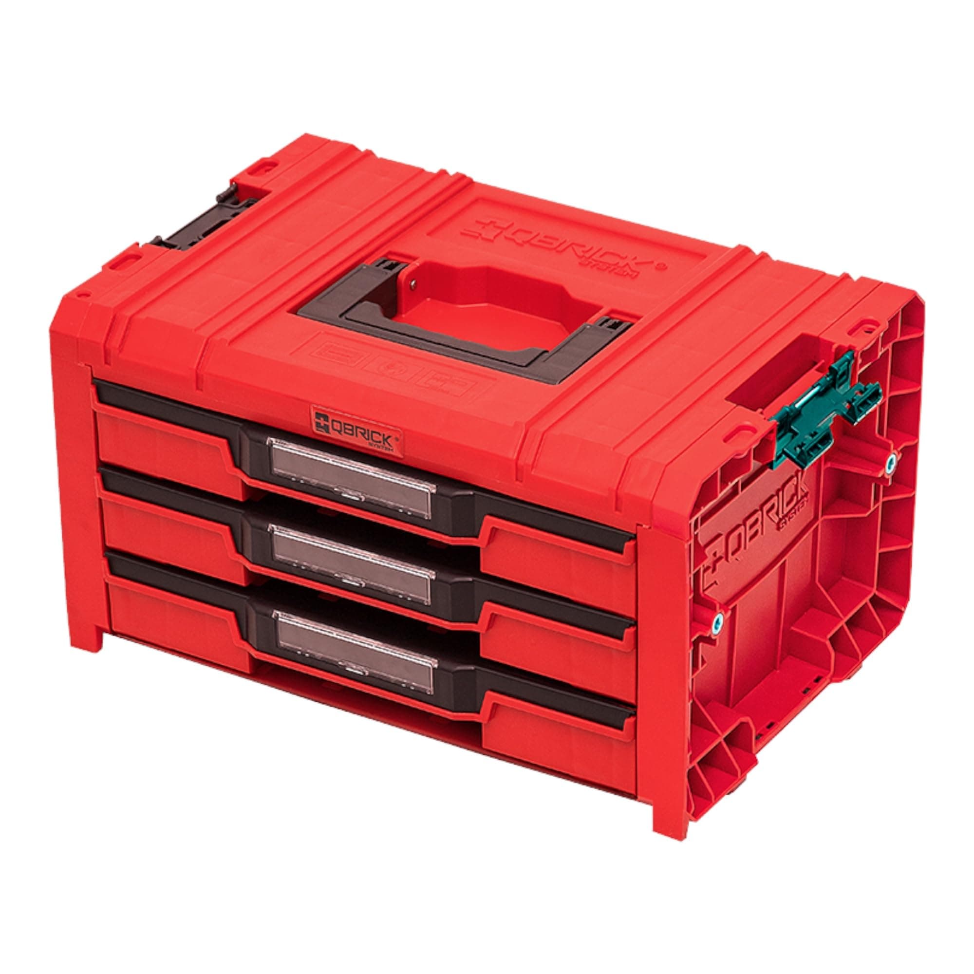 Qbrick - System PRO Drawer 3 Toolbox 2.0 Expert RED ULTRA HD - Drawer Organiser Storage for Tools Set and Accessories with High Storing Capacity - Tool Box