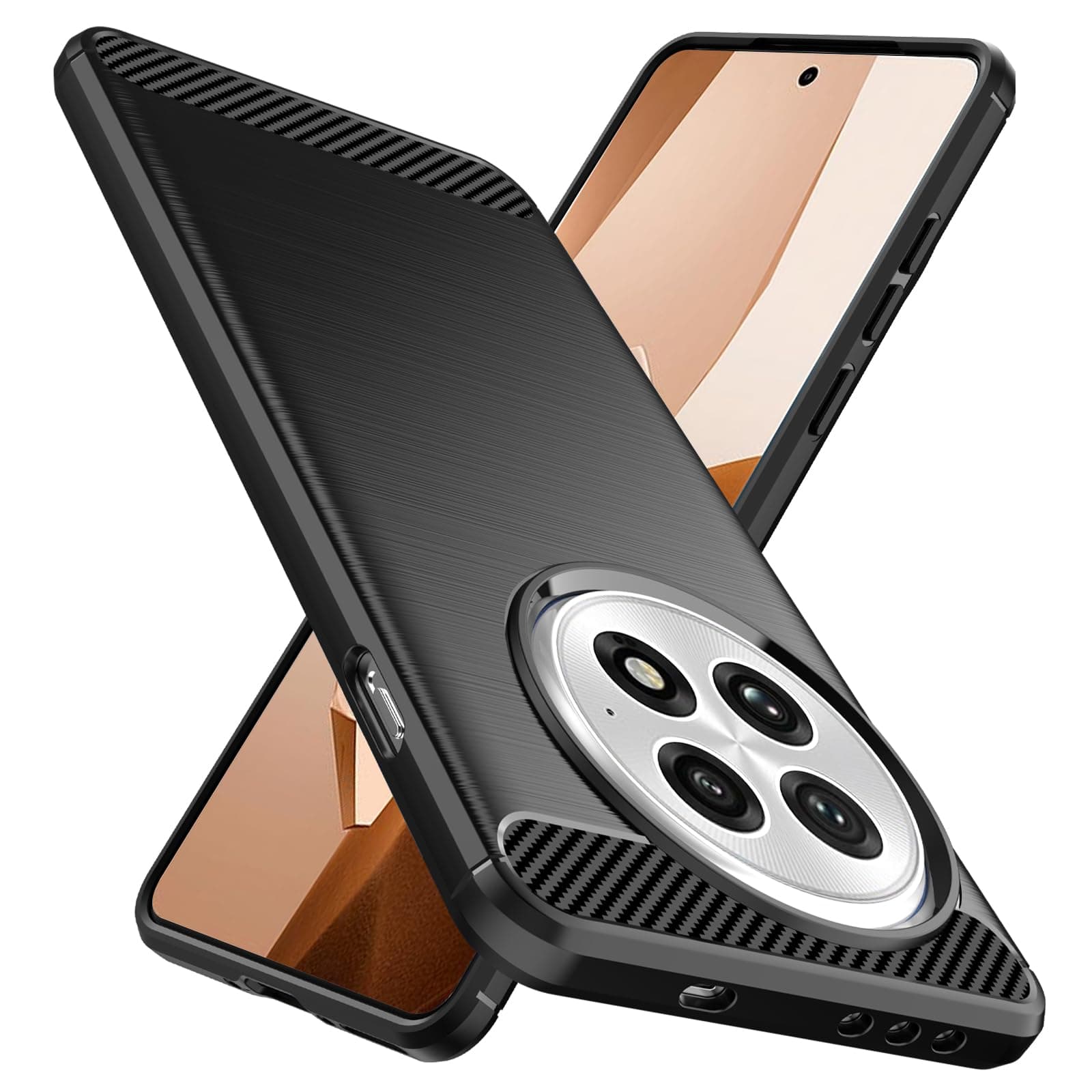 Designed for OnePlus 13R Case,Flexible TPU [Brushed Texture] [Anti-Slip] Shockproof Military Protection Bumper Phone Case,Slim Case Cover for One Plus13R,Black