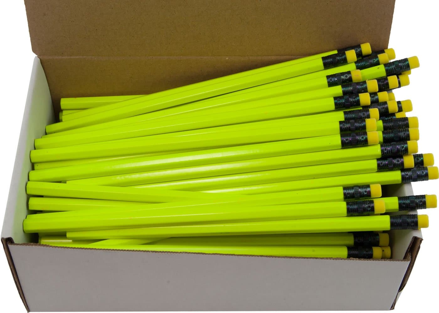 Hex Pencils (Full Size Hex Pencil with #2 Lead Available in a Variety of Colors) (Tested Non Toxic) (Latex Free Eraser) (Classroom Pencils) (Bulk Box of 144) (Neon Yellow)
