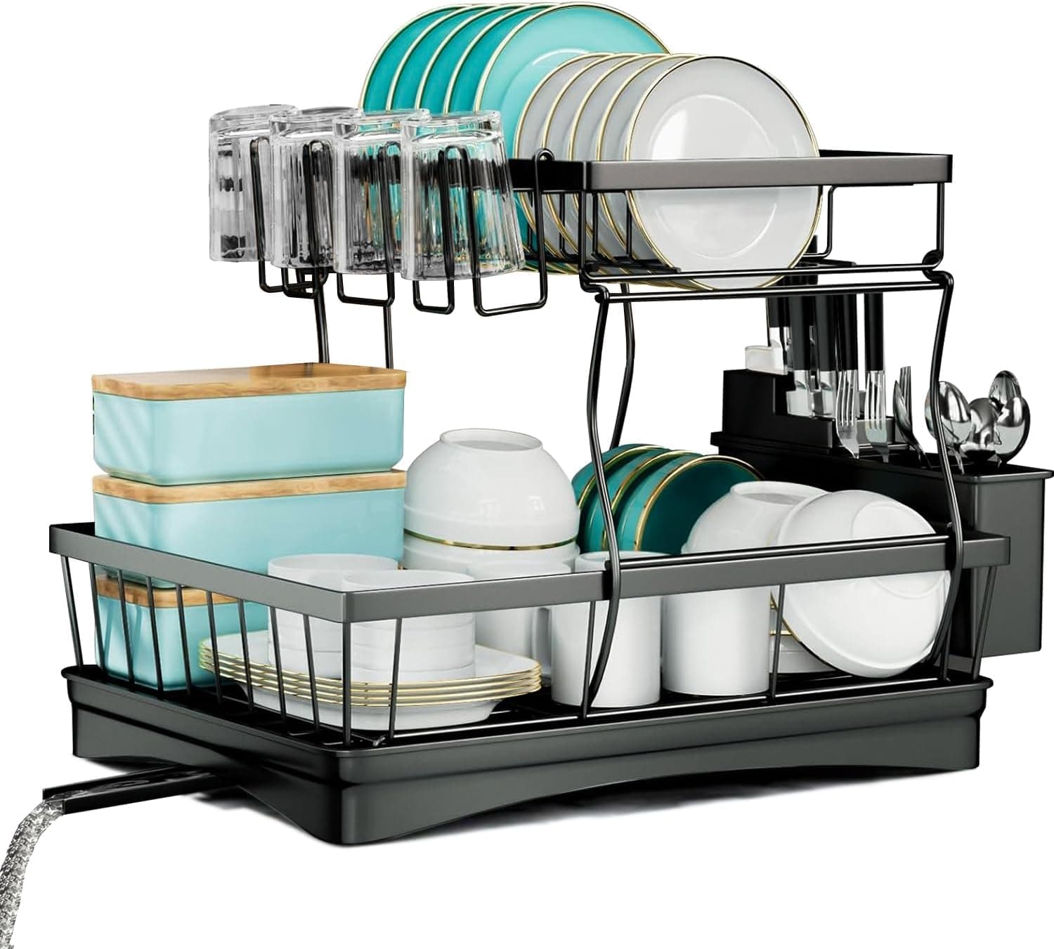 Tzmovqix Dish Drying Rack,2 Tier Dish Racks for Kitchen Counter