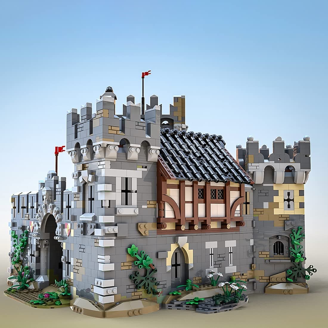 Bulokeliner Modular Architecture Model Kit, Palace Building Castle Model MOC-68151, Medieval Castle Modular Architecture Model, DIY Building Block Model 7500+ Pieces