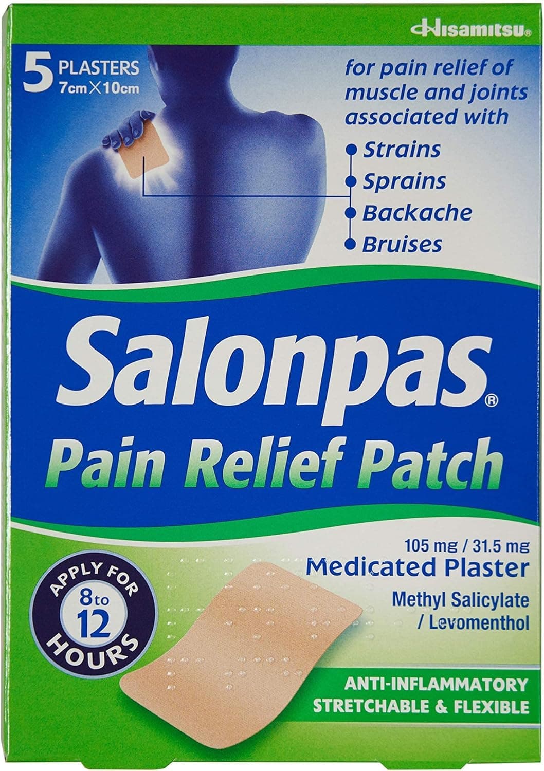 Pain Relief Patch - 5 Pack - Medicated Plaster for Joint & Muscle Pain