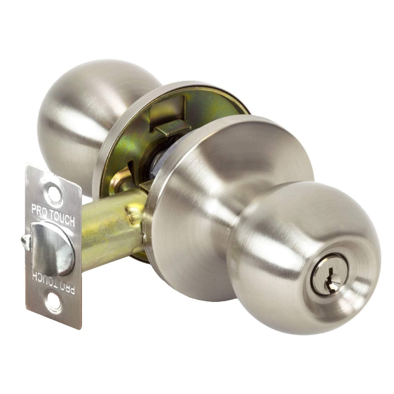 ProTouch Twist Latch Door Knob Lock Set, 3 Keys, Entry Heavy Duty Commercial, Satin Nickel