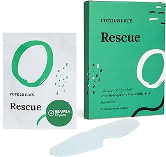 CorneaCare | Rescue Hydrogel Self Cooling Compresses | Eye Cooling Pads | Cooling Eye Patches | ​​Cooling Eye Masks | Cold Eye Masks for Puffy Eyes | 6 Count | FSA & HSA Eligible