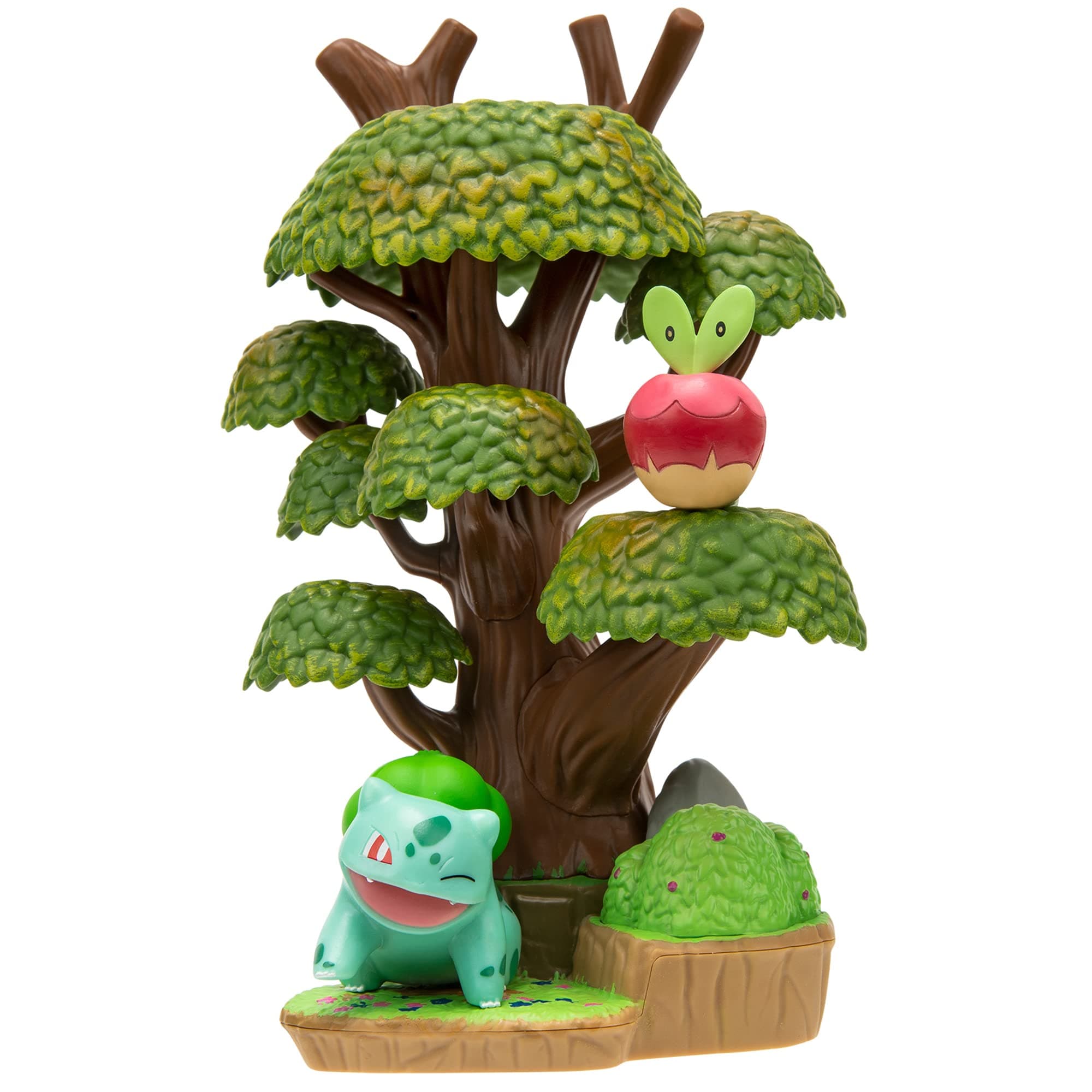 Pokémon Select Forest Environment - Multi-Level Display Set with 2-Inch Bulbasaur and Applin Battle Figures (PKW2768)
