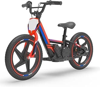 OLALA Electric Dirt Bike for Kids Aged 5-10, 340W Racing Grade Electric Motorcycle with Aluminum Frame, Up to 12MPH & 3 Speed Settings, Safe Disc Brakes, 16IN Knobby Tires