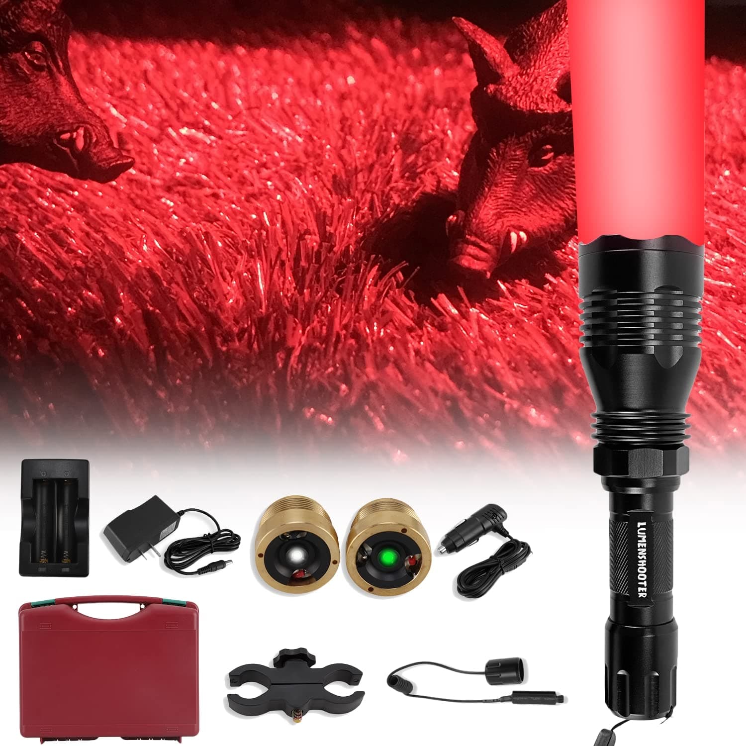 LS250 Varmint Hunting Light Kit, Green Red White All in One Predator Light for Coyote, Hog, Fox
