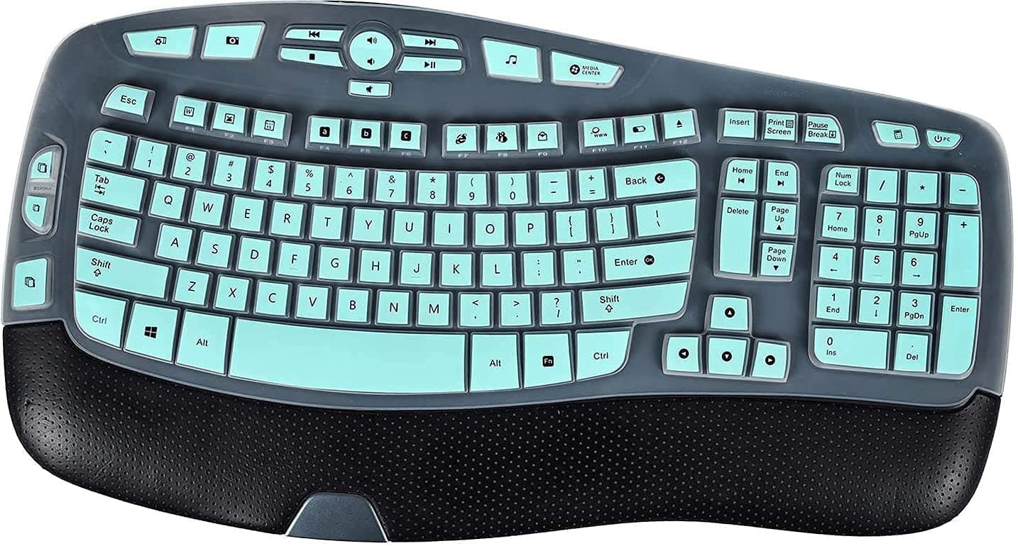 imComorKeyboard Cover Case for Logitech K350 MK570 MK550 Wireless Wave Keyboard Skin Protector, Mint Green