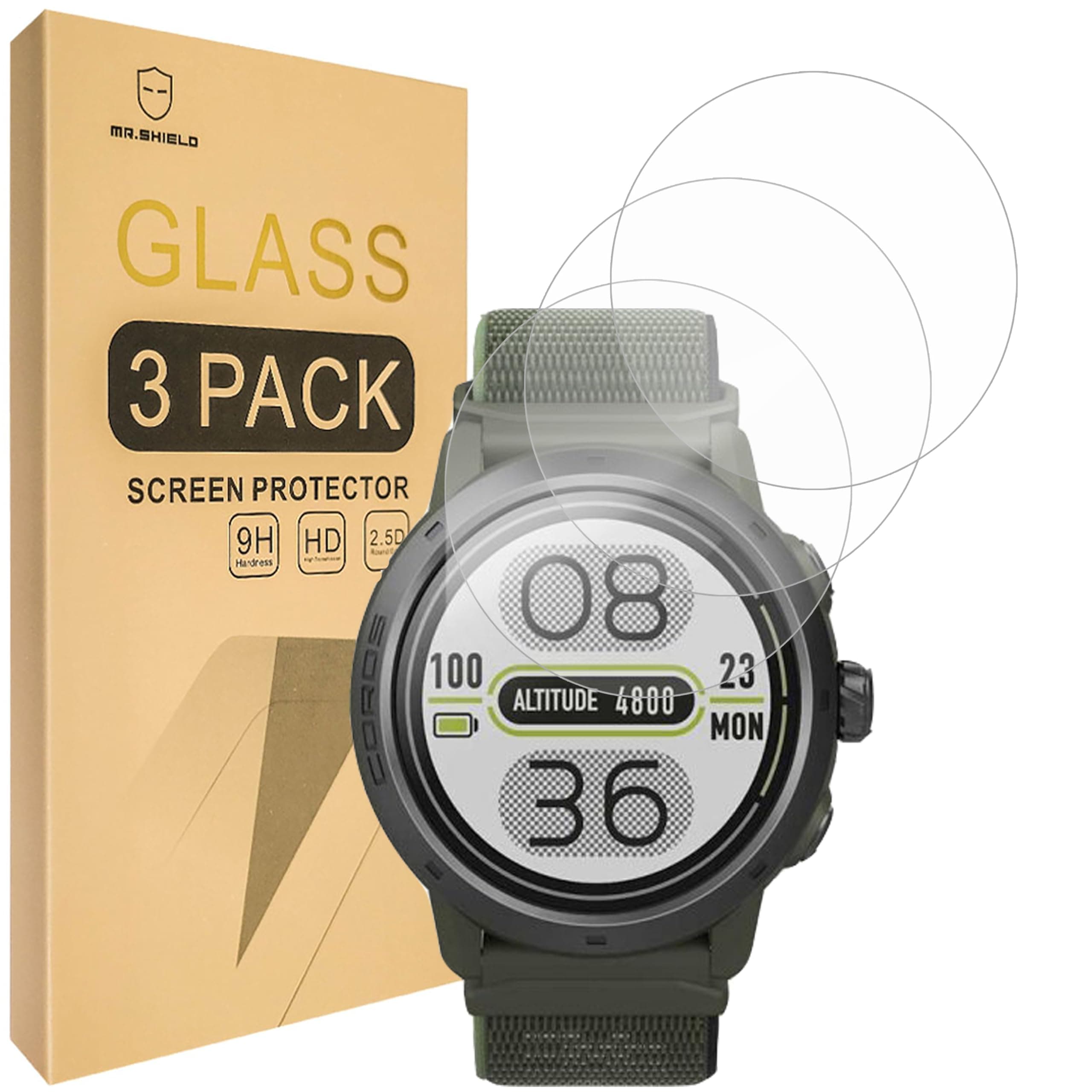 Mr.Shield Screen Protector compatible with COROS APEX 2 Pro [Tempered Glass] [3-PACK] [Japan Glass with 9H Hardness]