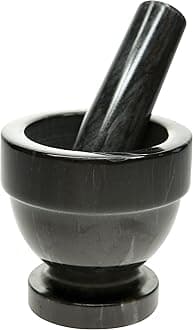 3839 Mortar and Pestle, Marble, Black