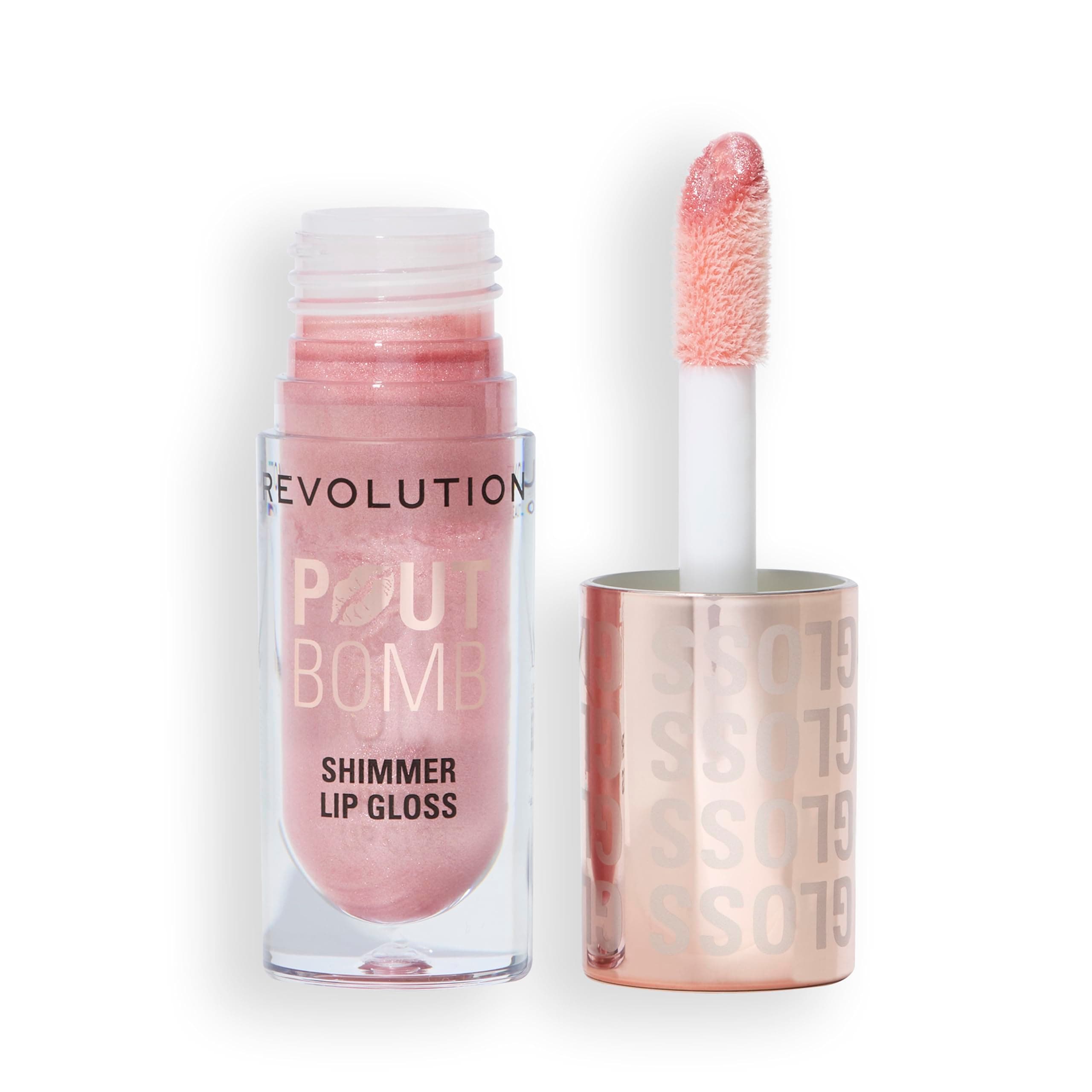 Revolution, Pout Bomb Shimmer Gloss, High-Shine Lip Gloss & Shimmer for Glossy Lips with Hyaluronic Acid & Sweet Vanilla Scent, Shine Pink, 4.5ml