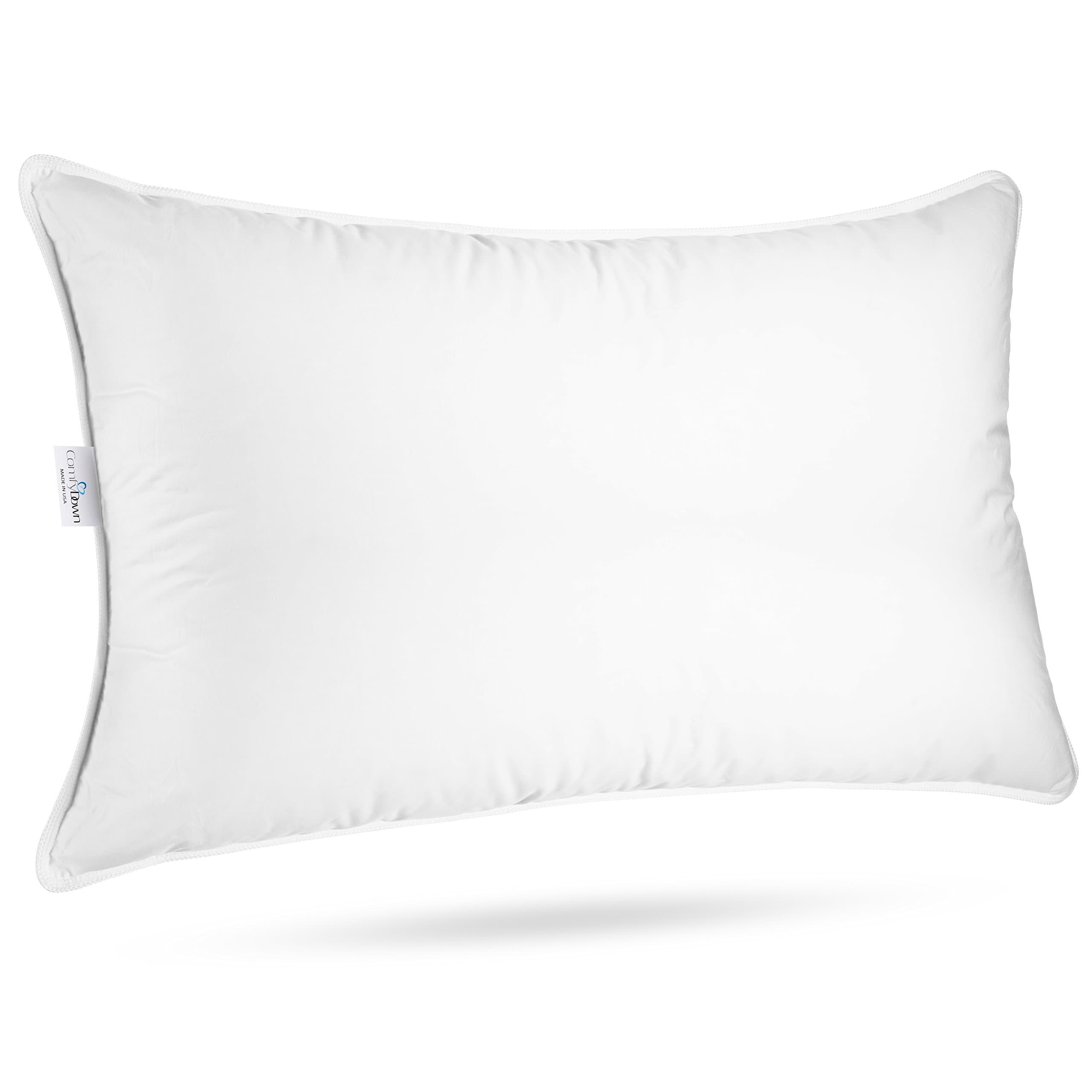 ComfyDown Support Plus Comfort Sleeping Pillow - Goose Down, “Medium” Density Pillow, 650 Fill Power, 300-Thread Count Egyptian Cotton Cover - Hypoallergenic, Made in USA - (King)