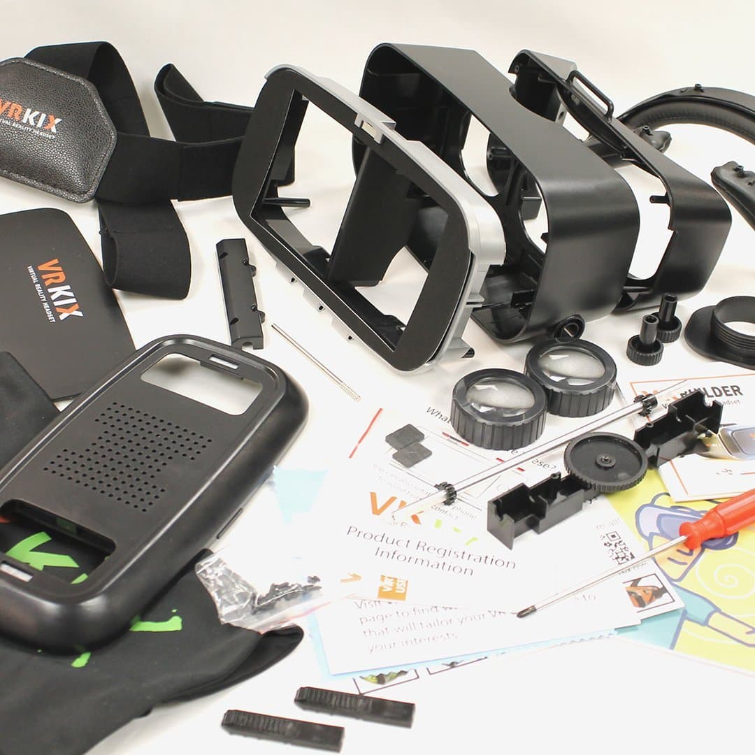 VRBuilder - The DIY Build & Learn Virtual Reality VR Viewer Headset Maker Kit You Build Yourself, works with Smartphones, Compatible with Google Cardboard Apps Includes our FREE app