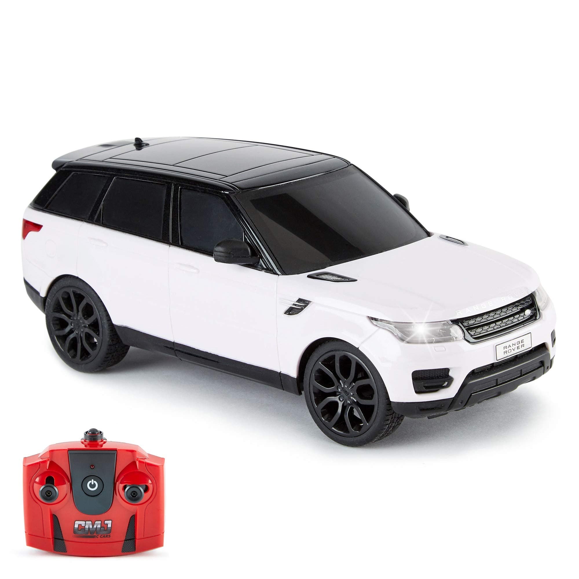 CMJ RC Cars Range Rover Sport Officially Licensed Remote Control Car 1:24 with Working LED Lights, Radio Controlled Super Sports Car (White)
