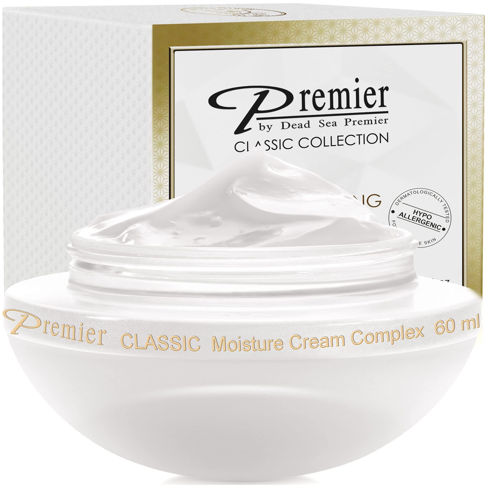 Premier Dead Sea Classic moisture complex cream normal to dry skin, sensitive skin, Anti-Aging to Smooth Wrinkles, Lightweight, Non-greasy Facial Cream, Vitamin A & E, Ginkgo 2.4 FL.oz