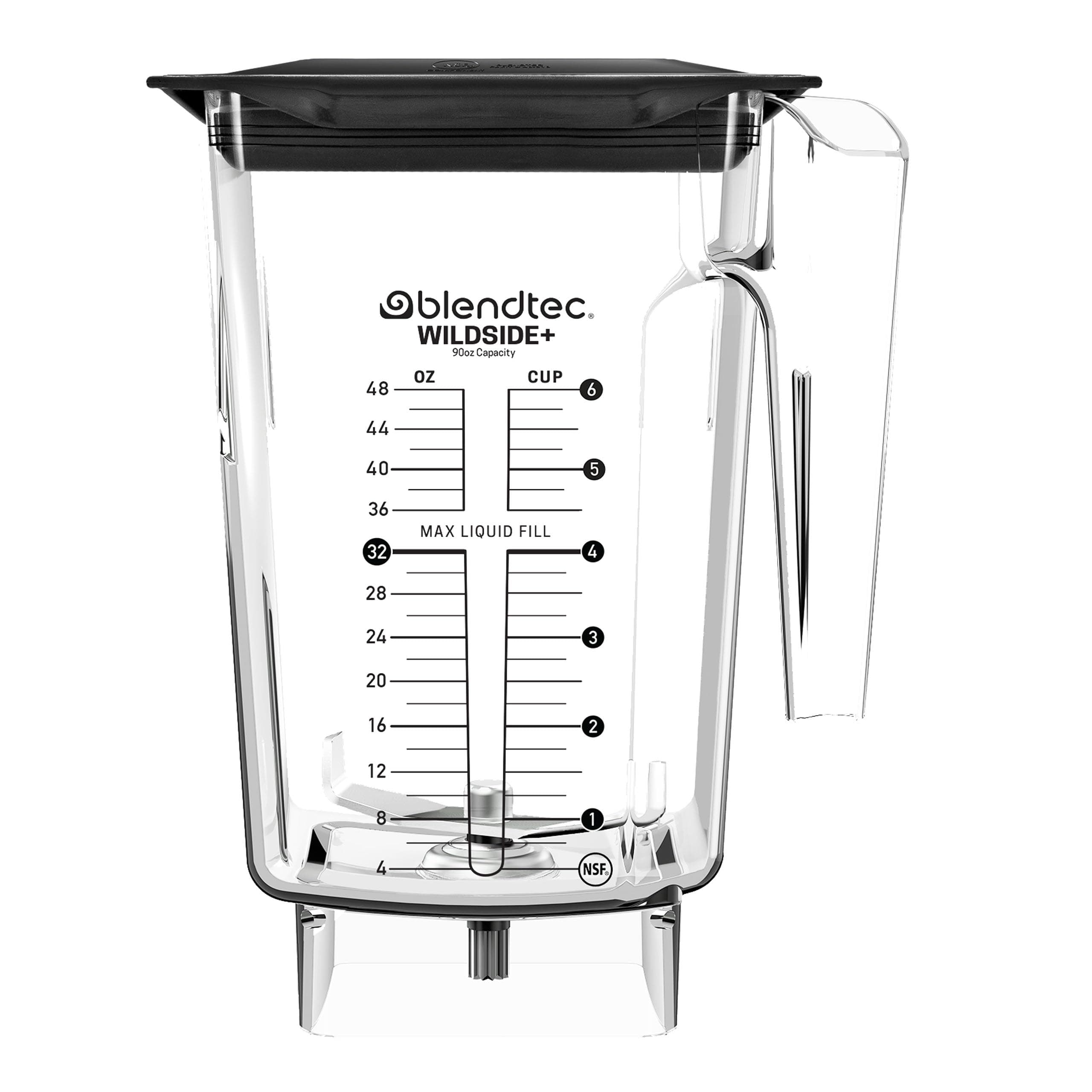 90 oz WildSide Jar, Commercial Grade - Five-Sided Replacement Blender Jar - Compatible with Blendtec Blenders - 36 oz Blending Capacity - Clear