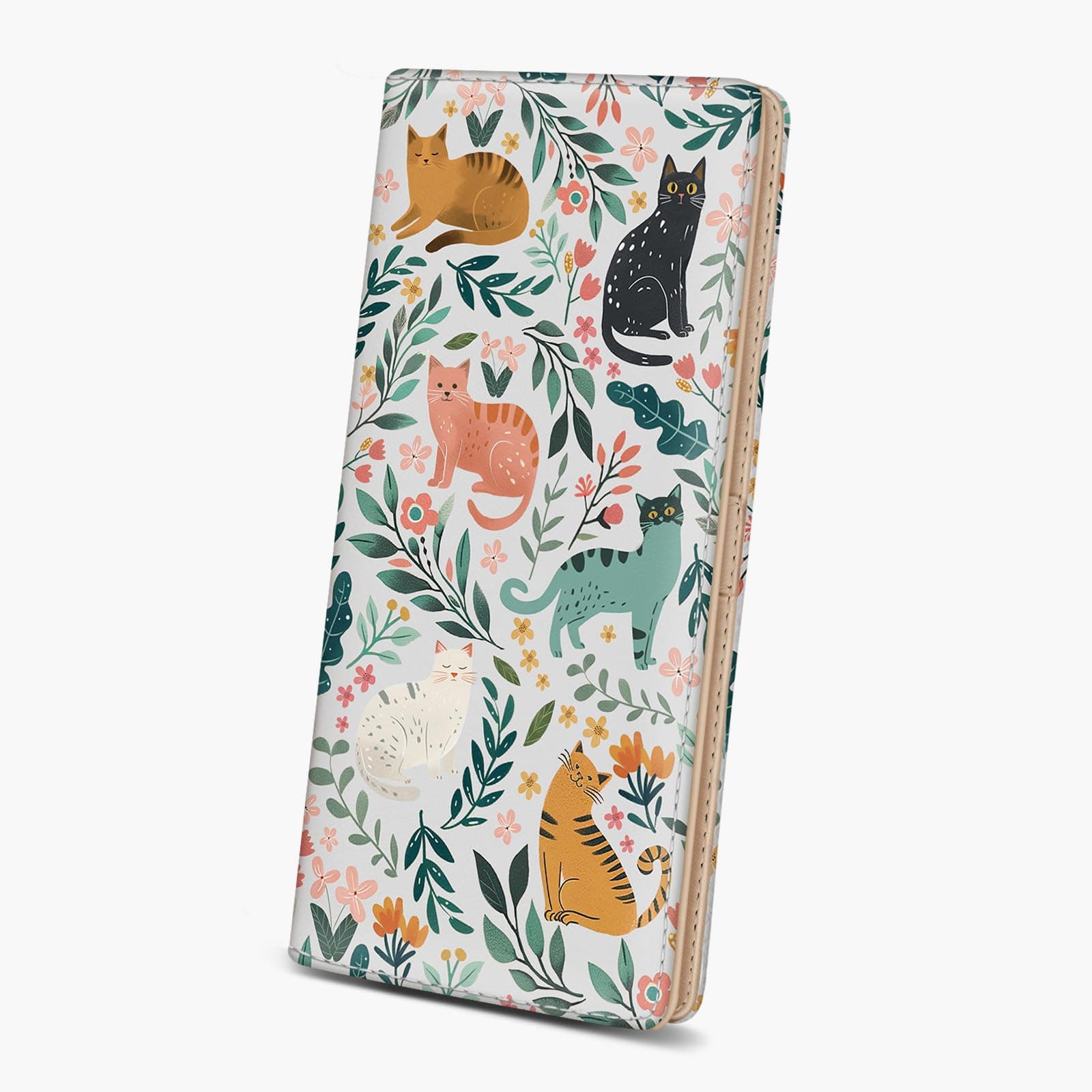 Womens Wallet, Cat Leaf Slim Thin RFID Blocking Credit Card Wallets, Long Bifold PU Leather Card Holder Organizer, Cute Cash Clutch Billfold with Zipper Coin Pocket Ladies Girls Gift