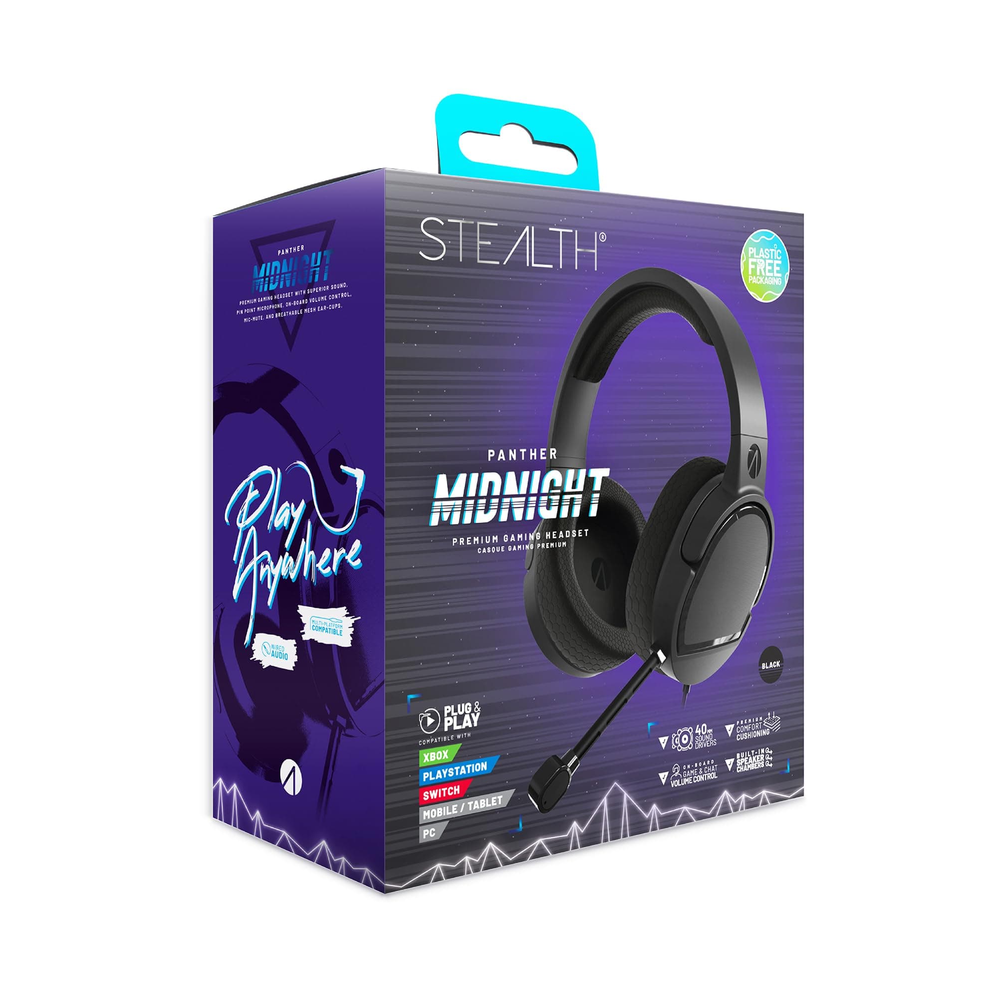 PANTHER Over Ear Gaming Headset PS4/PS5, XBOX, Switch, PC with Flexible Mic, 3.5mm Jack, 1.5m Cable, Lightweight, Comfortable and Durable