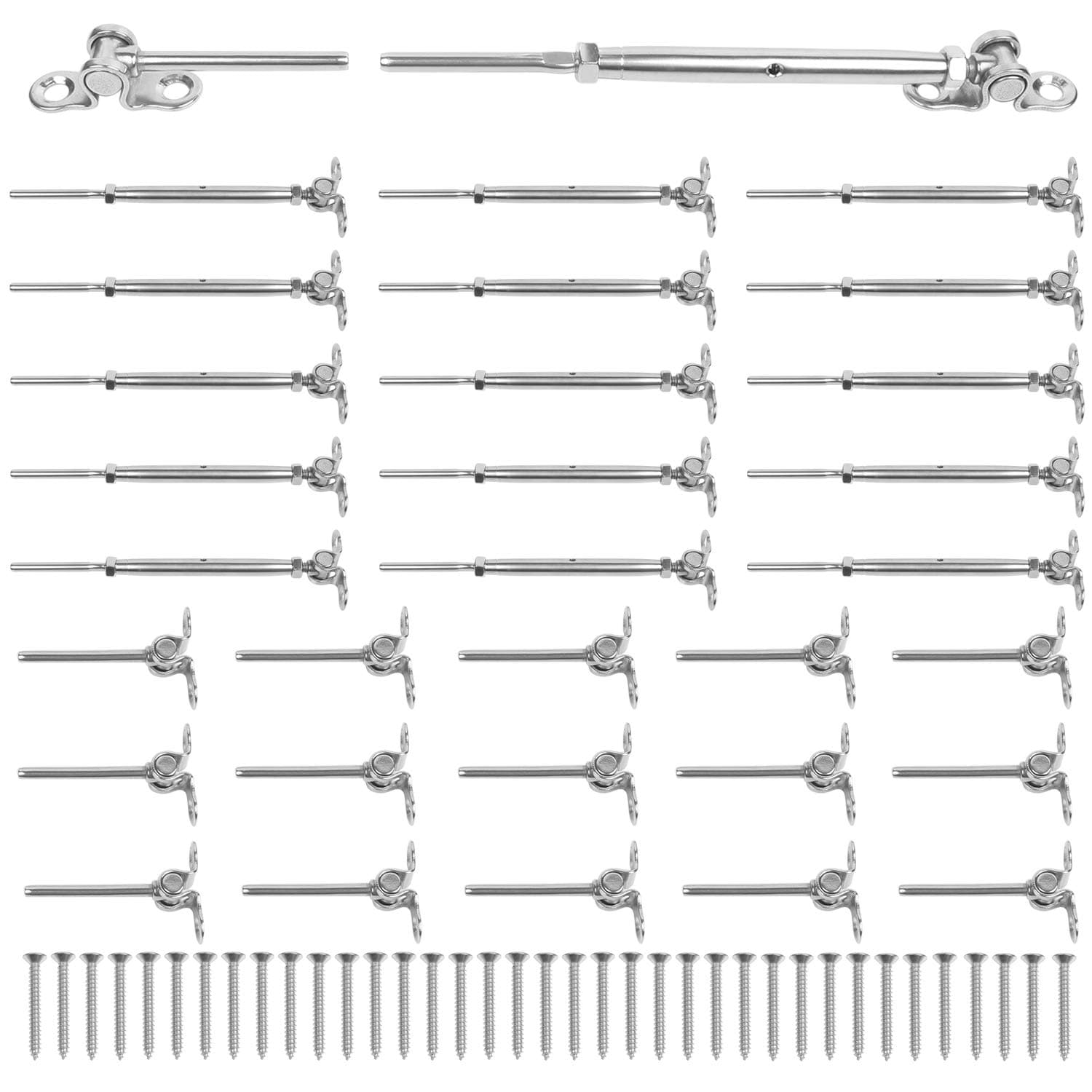 BLIKA 15 Pairs 1/8" Cable Railing Kit Swage Toggle Turnbuckle Hardware, Adjustable Angle T316 Stainless Steel Cable Railing Kits for 2"x2", 4"x4" Wood Posts, Deck Cable Railing Kits for Stairs, BL025