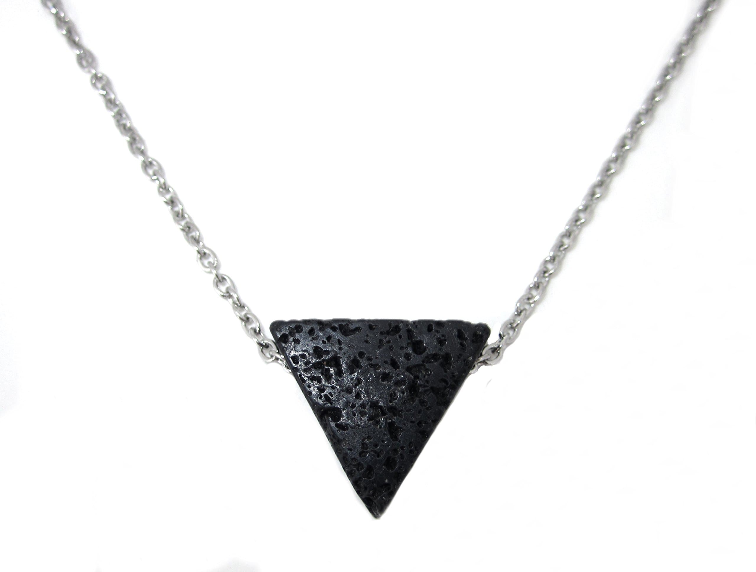Jade Silk Lava Rock Triangle Aromatherapy Essential Oil Diffuser Necklace