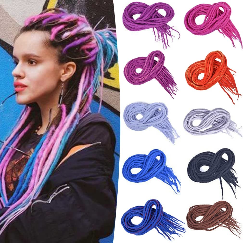 22" Double Ended Dreadlock Extensions 10 Strands/Pack DE Handmade Synthetic Crochet Braid in Dreads Extension, Brown