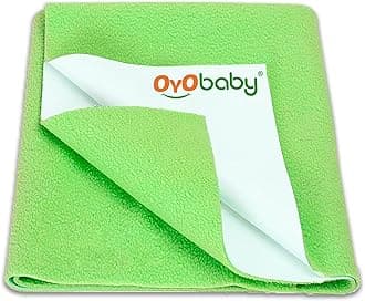 OYO BABY Quick Dry Soft Baby Underpad | Waterproof Reusable Mattress Sheet 100×70 cm Medium | Bed Dry Sheet with Extra Absorbent Layer | Gentle on Skin, Mess-Free – Light Green