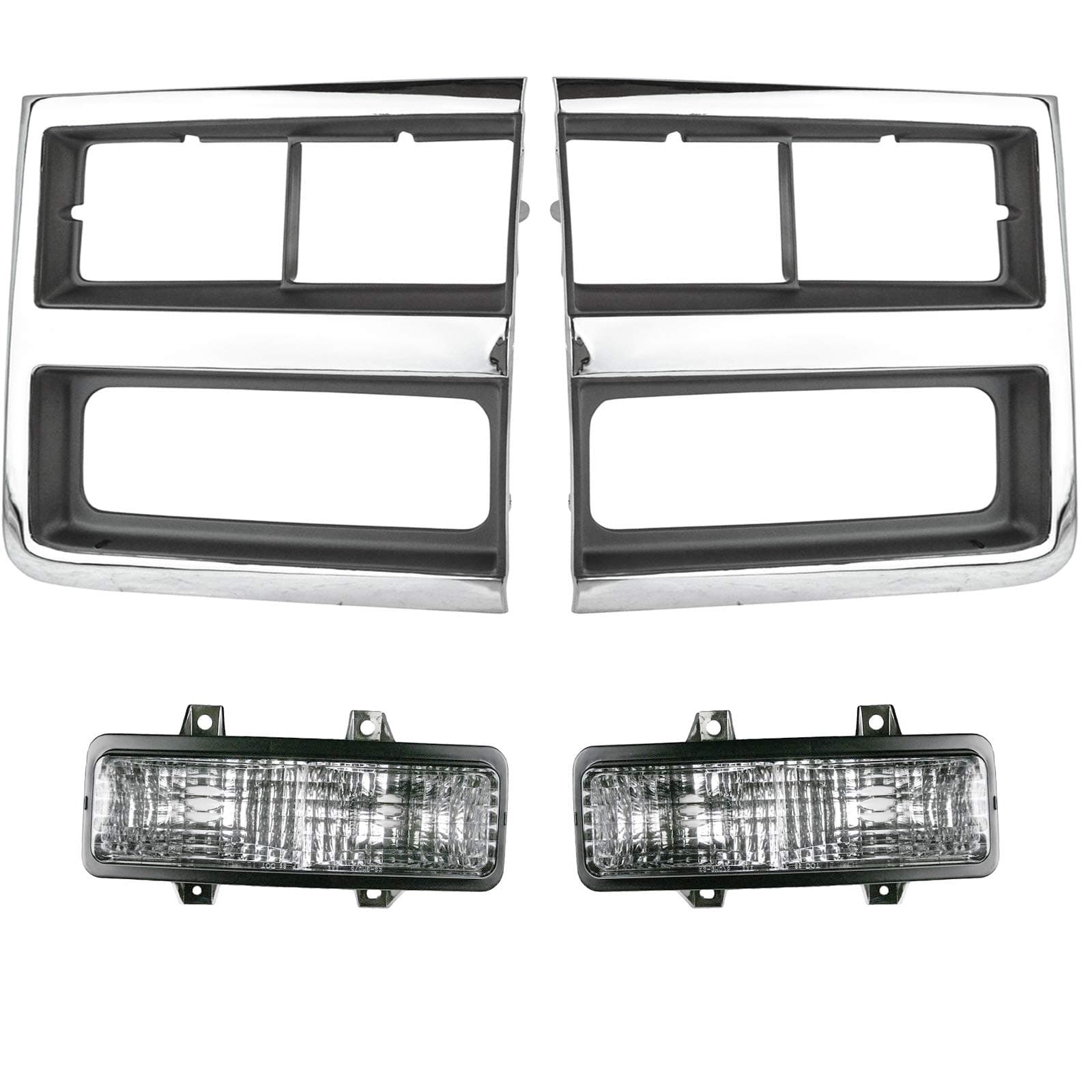 Headlight Lamp Bezel Parking Marker Light Compatible with 89-91 Chevy Truck SUV