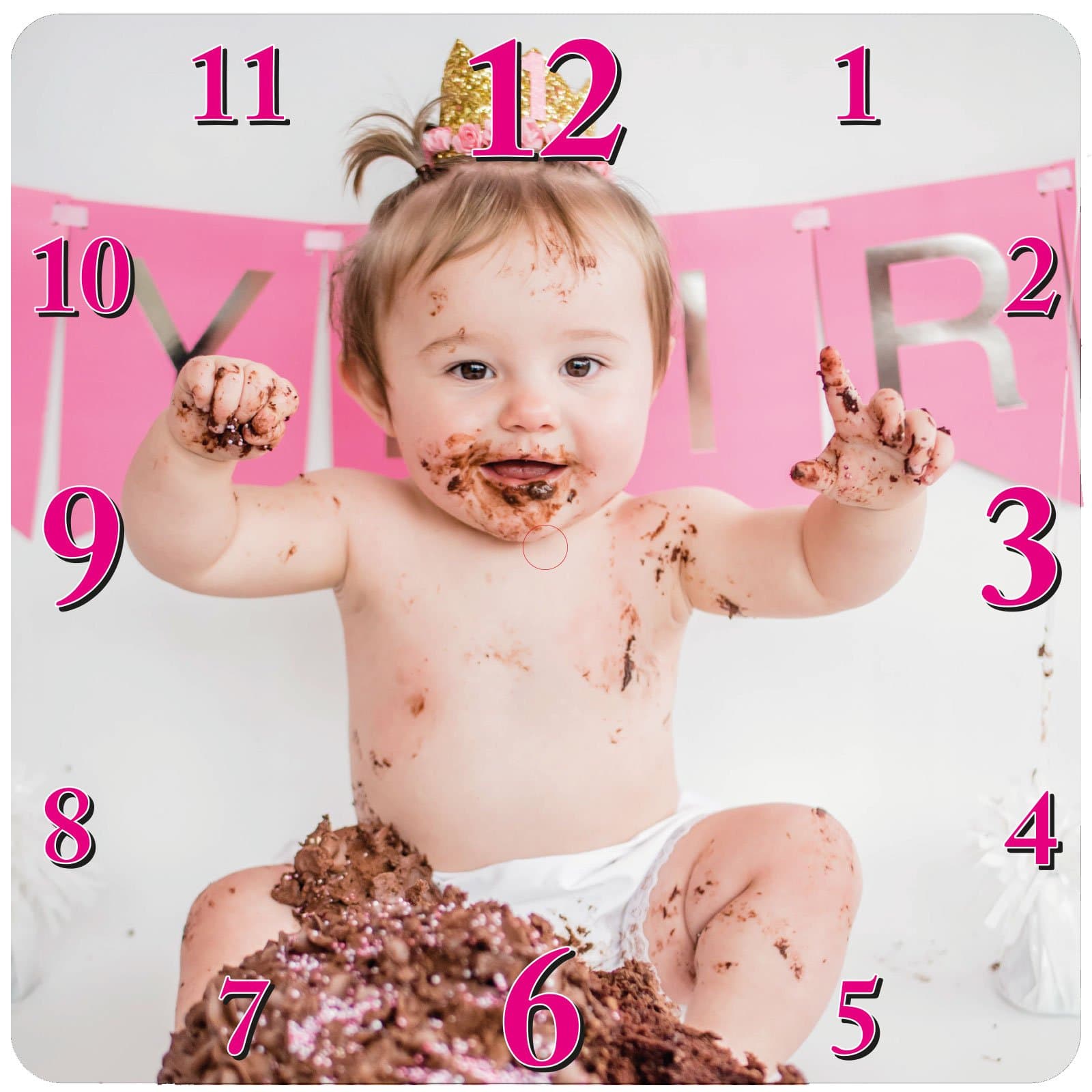 PSL Digital Ltd 24cm Personalised Photo Wall Clock Easy Image Upload Customisation (Pink)