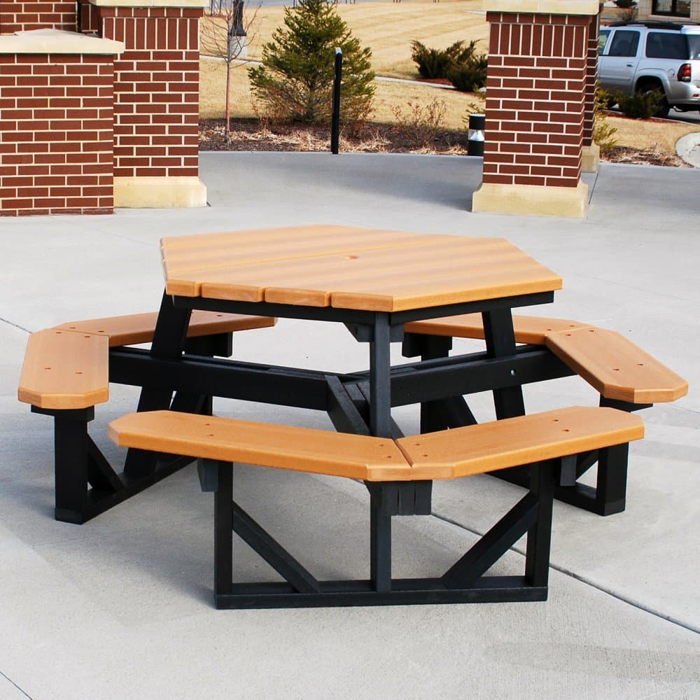 Jayhawk Plastics Hex Recycled Plastic Commercial Picnic Table