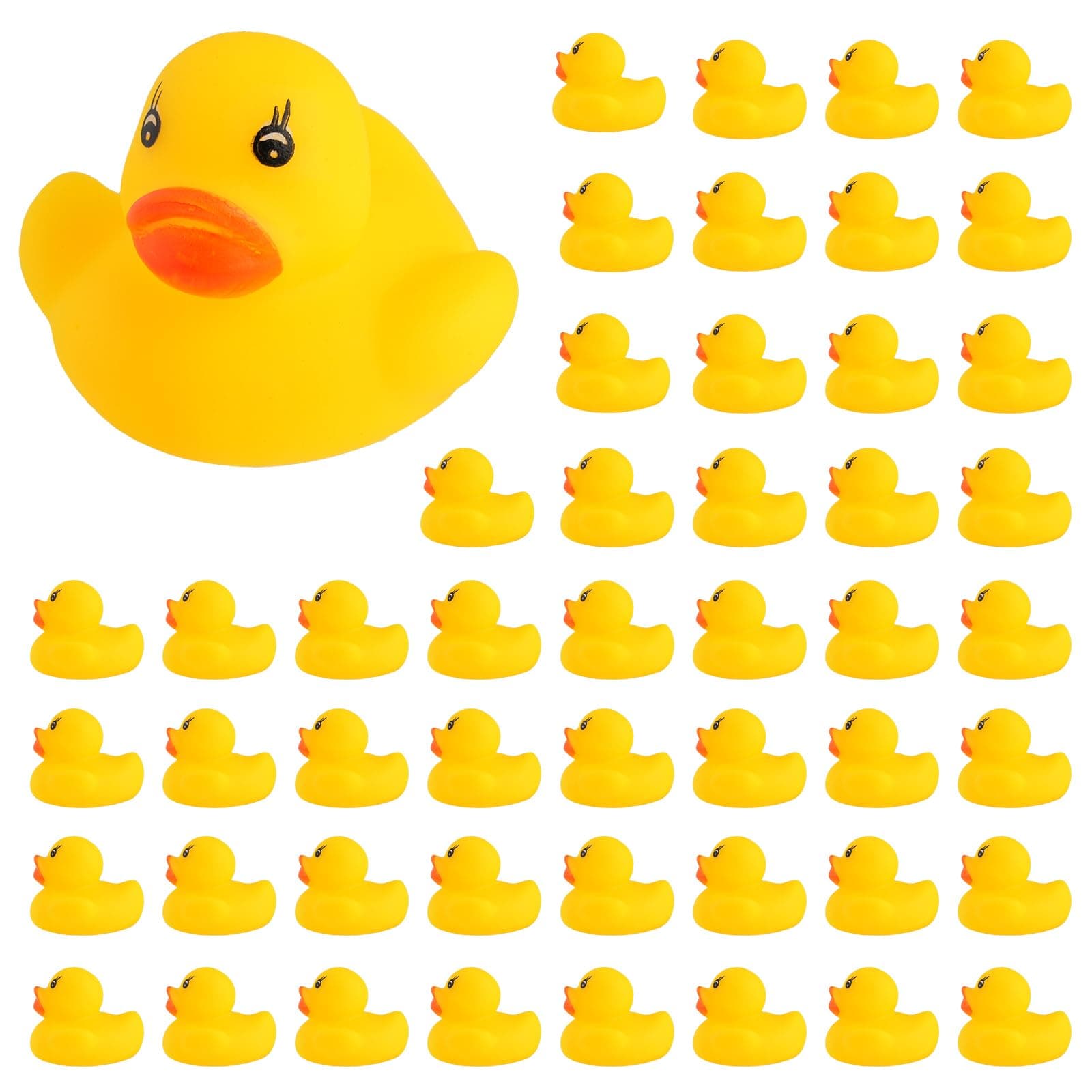 50-Pieces Float & Squeak Mini Rubber Duck Baby Bath Ducky Sound Shower Toys for Kids