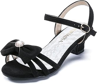 LAURMOSA Girls Sandals Grils Dress Shoes Wedding Party Open Toe Glitter High Heels for Little Big Kids Toddler