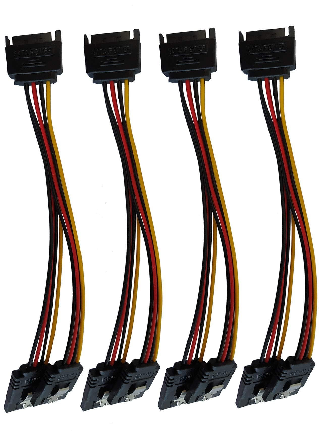 TeamProfitcomSATA Power Splitter Cable, SSD Power Cable HDD Power Cable Hard Drive Power Cable SATA 15 Pin Male to 2xSATA 15 Pin Female Power Y-Splitter Extension Cable (4 Pack)