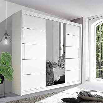 Spacious Bedroom Sliding Wardrobe - Sleek and Functional Design comes in White/Grey/Black/Oak and Width 120cm/150cm/180cm/203cm/250cm (White, 250cm)