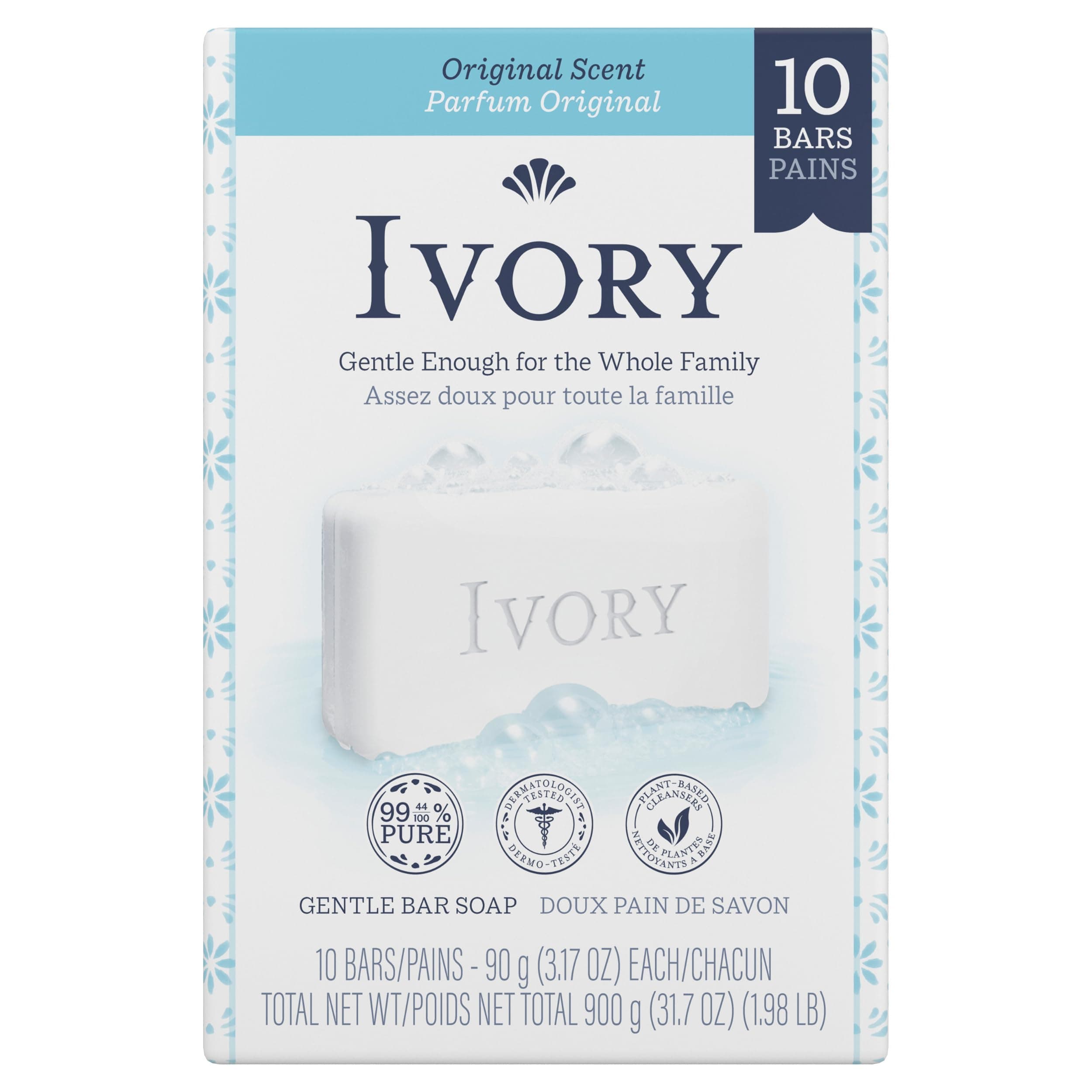 Ivory Bar Soap Original Scent 90 g, 10 count