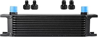 Ucreative 10 Row 10AN AN10 Aluminium Engine Transmission Oil Cooler Kit Stacked Plate With 6AN 8AN Adapter Universal Engine Transmission British Radiator Black