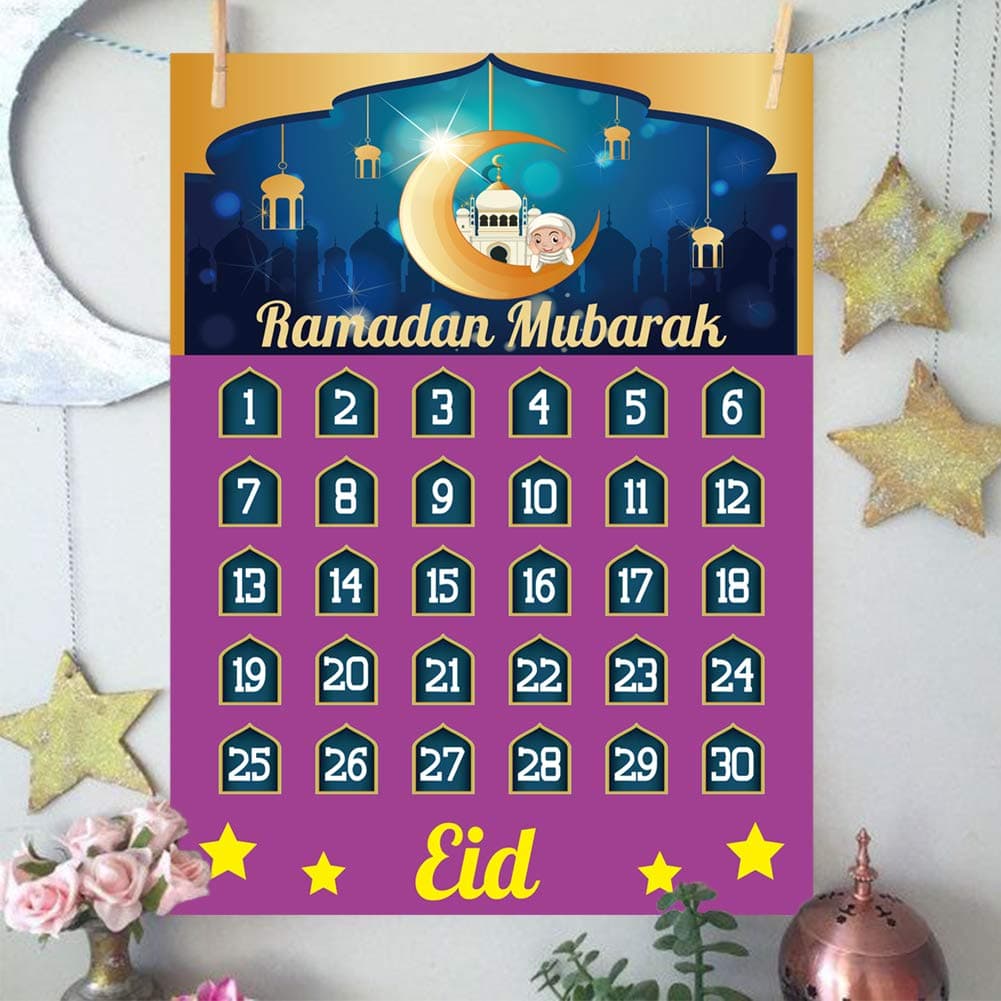 Funnlot Eid Calendar Countdown Calendar 2021 Ramadan Calendar Eid Calender Activities for Kids with 30 Reusable Stars Ramadan Mubarak Decor