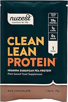 Nuzest - Clean Lean Pea Protein - Rich Chocolate - Vegan Protein Powder - Complete Amino Acid Profile - Plant-Based Workout & Recovery Fuel - All Natural Food Supplement - 25g Sachet (1 Serving)