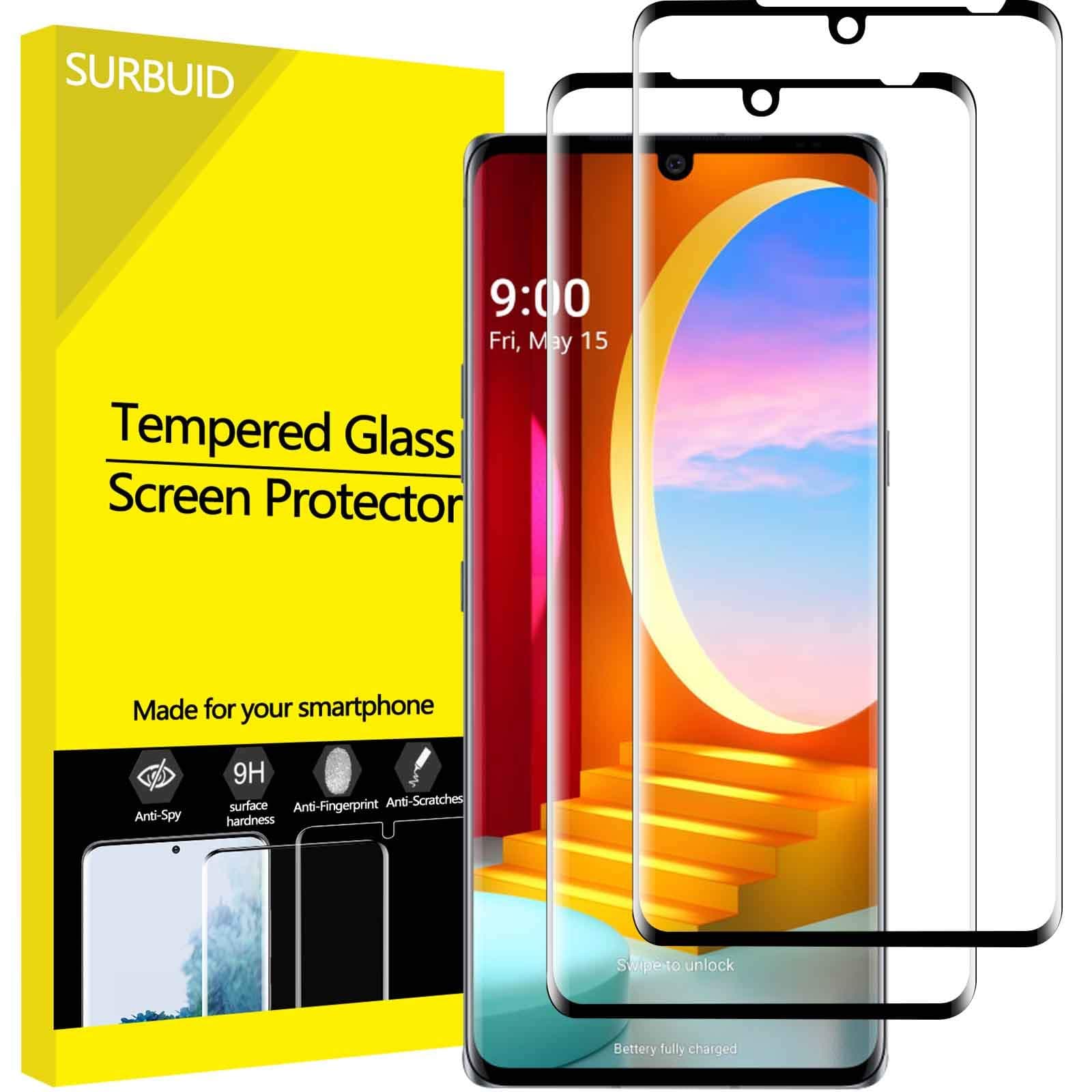(2 Pack) LG Velvet Screen Protector Tempered Glass, Full Coverage 3D Curved Edge High Definition Anti Scratch 9H Hardness Bubble-Free Case Friendly Screen Protector for LG Velvet 2020 6.8"