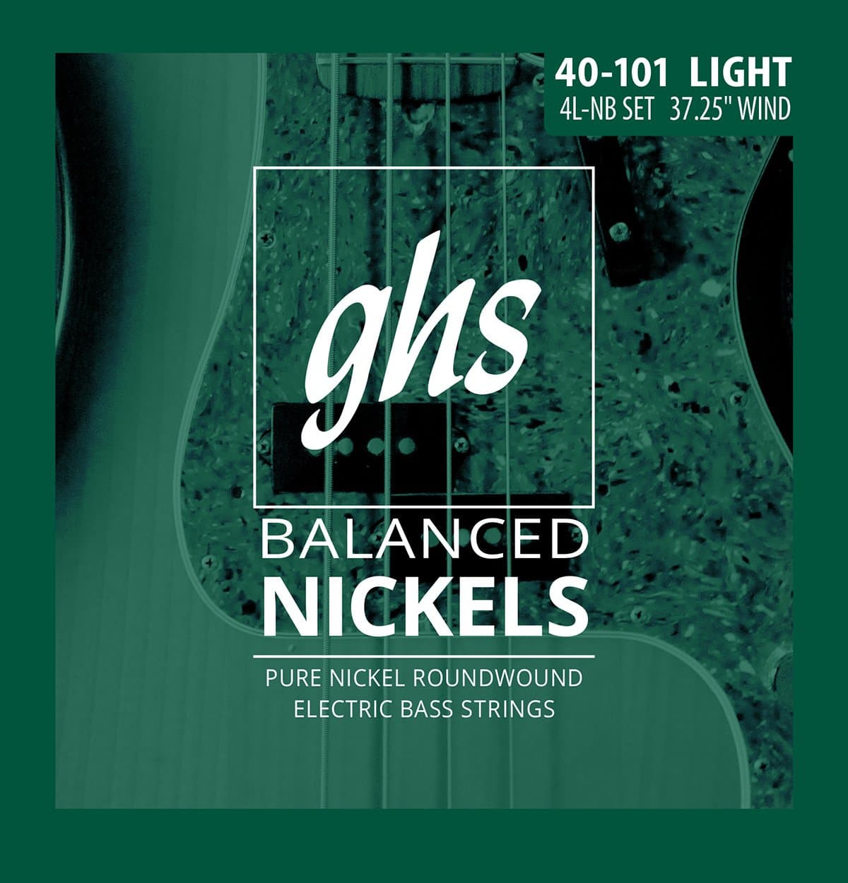 GHS Strings GHS Balanced Nickels 4 Bass Strings Light Gauge, 40-101 (37.25" Winding) (4L-NB), Silver