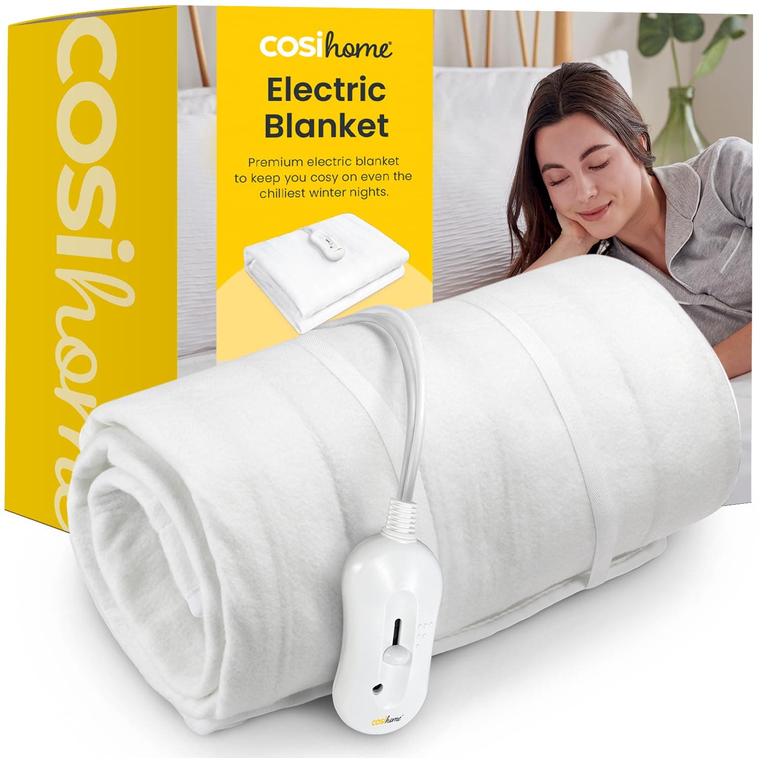 Cosi Home Single Electric Blanket - Premium Microfleece, Soft Touch Heated Fitted Mattress Underblanket, Cover, Bed Warmer Pad - 3 Heat Settings & Machine Washable - 65 x 135cm