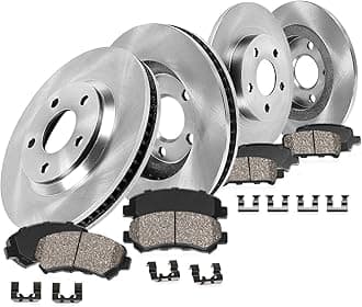 Callahan BRAKE PARTS Brake Kit for 2012-2017 Hyundai Accent Kia Rio (LX/EX) 10.08" inch Front & 10.32" inch Rear Disc Brake Rotors Ceramic Brakes Pads 2013 2014 2015 2016 Replacement