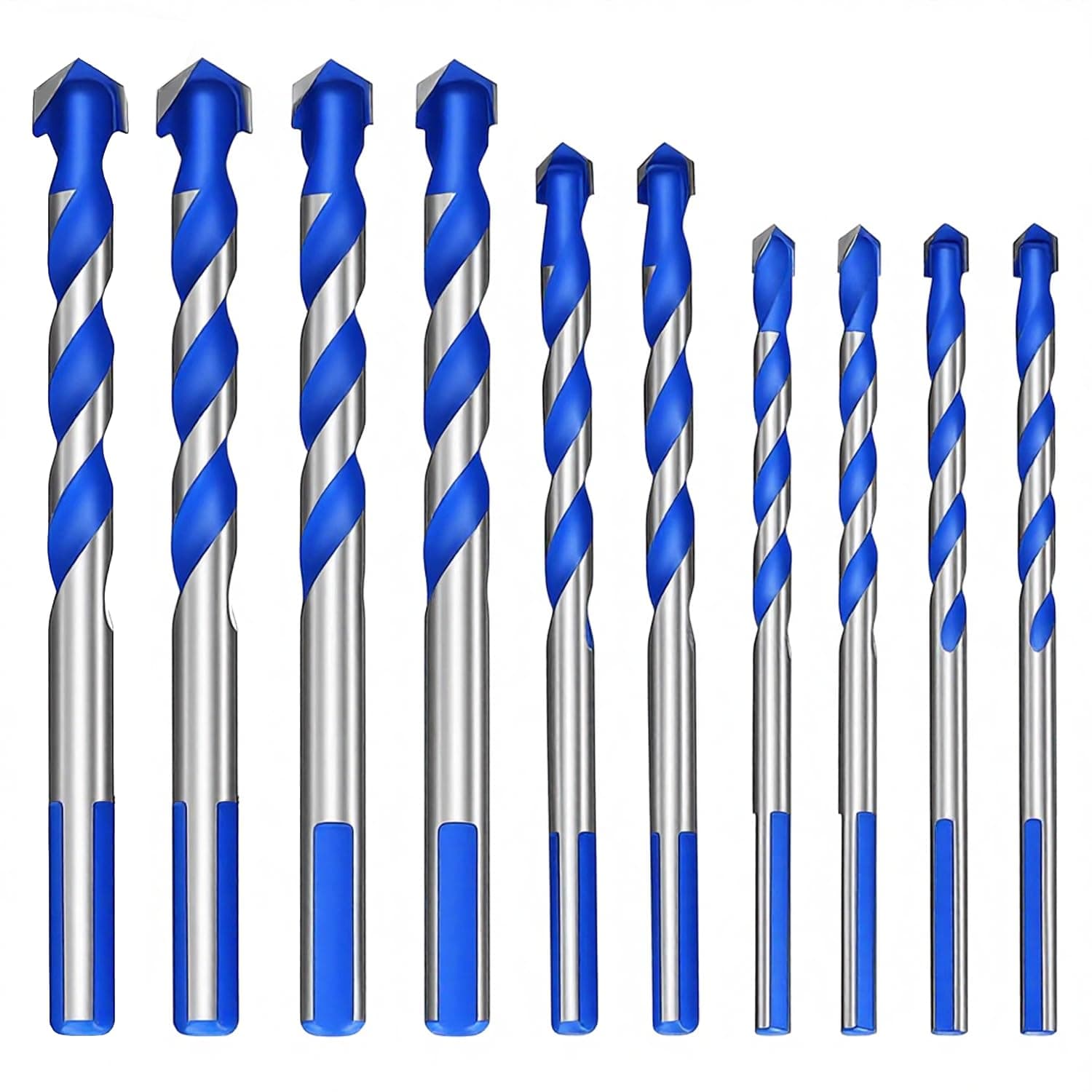 Aoyfuwell10 Pcs Tungsten Carbide Masonry Drill Bit Set, Tile Tip Drill Bits Set for Porcelain Ceramic Tile, Concrete, Brick Wall, Glass, Mirrors, Plastic, Masonry, Wood Drill Bits - 6mm/8mm/10mm/12mm