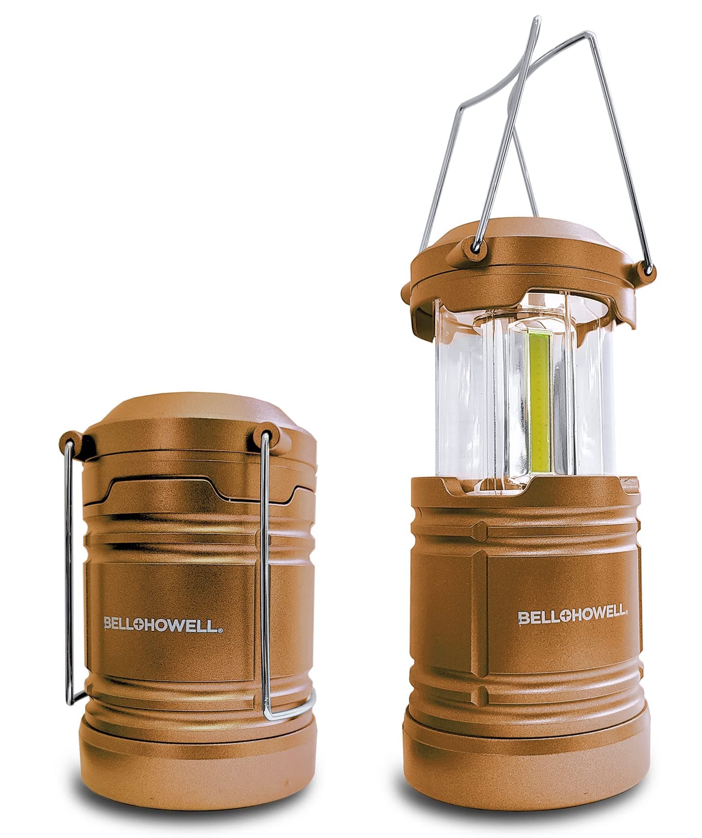 Taclight Lantern Copper S/2 by Bell+Howell Tac Lantern COB LED Camping Flashlights Super Bright Portable Survival Lanterns Collapsible Emergency Light for Hurricane Storms Power Outages as Seen on TV