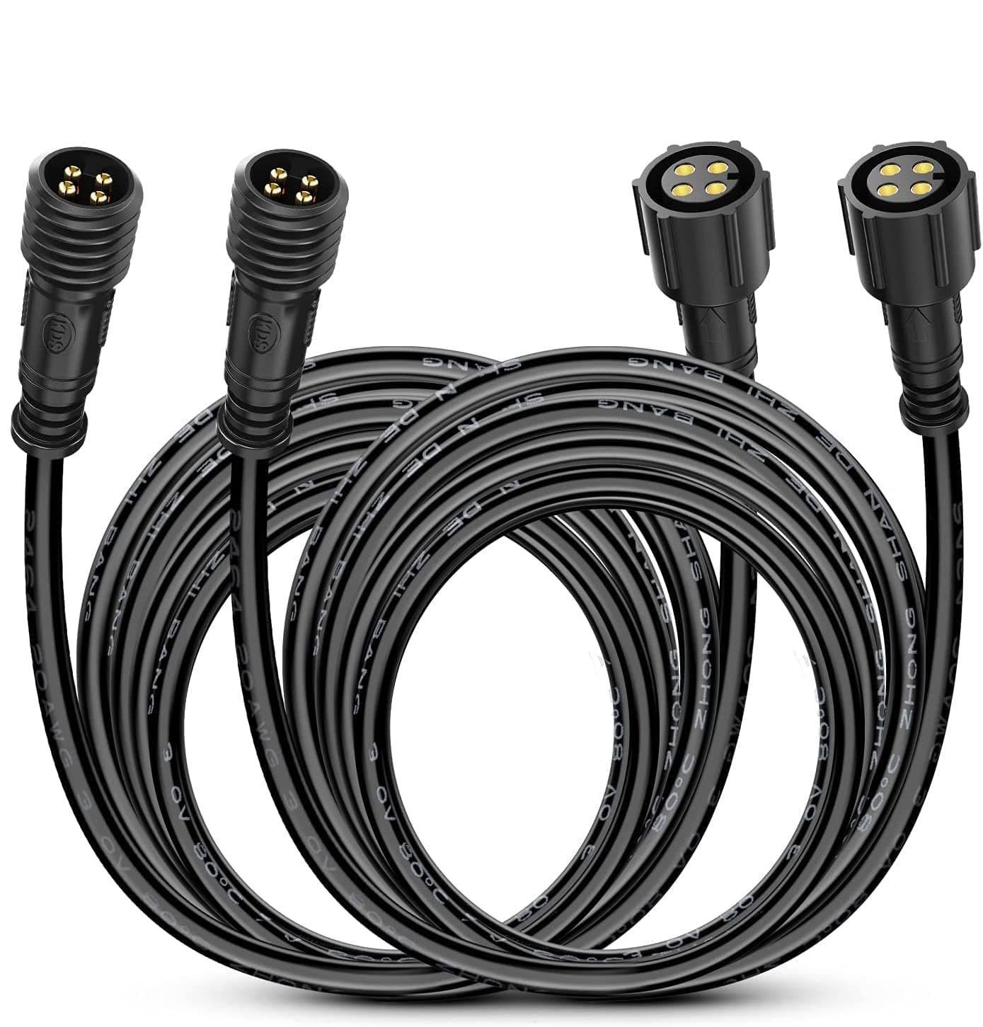 Nilight 2 Pack 10FT 4 Pin RGB Cable Cord for 4 and 8 Pods Multi Color Underglow Rock Light Kits Wheel Well Lights Extension Wire,2 Years Warranty