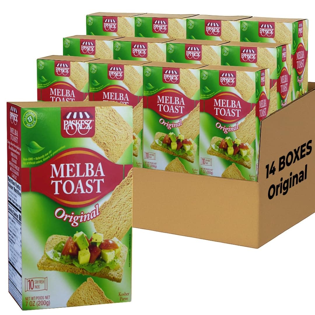 Only Kosher Candy Melba Toast Flatbread Crackers Classic Original Kosher Parve with No Artificial Flavor, Fresh Natural Ingredients, Kosher Certified Delicious Snack Crackers (Pack of 14)