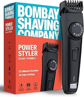 Bombay Shaving Company Beard Trimmer For Men, 2X Fast Charging, USB Type C, 2 Yr Warranty, 120Min runtime, Hair Trimmer, Shaving Machine, Cordless Beard, 38 length Settings(Black)