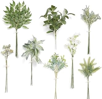 - Serra Flora Artificial Greenery Stems Box Set,(Pack of 42pcs) with 8 Kinds of Faux Pink Green Filler for DIY Bridal Bouquets Wedding Floral Arrangement Table Centerpieces
